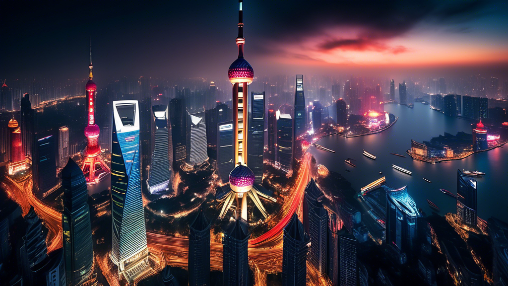 A vibrant and bustling cityscape of Shanghai, capturing the essence of its modern skyscrapers, historic architecture, and the energetic spirit of its peopl