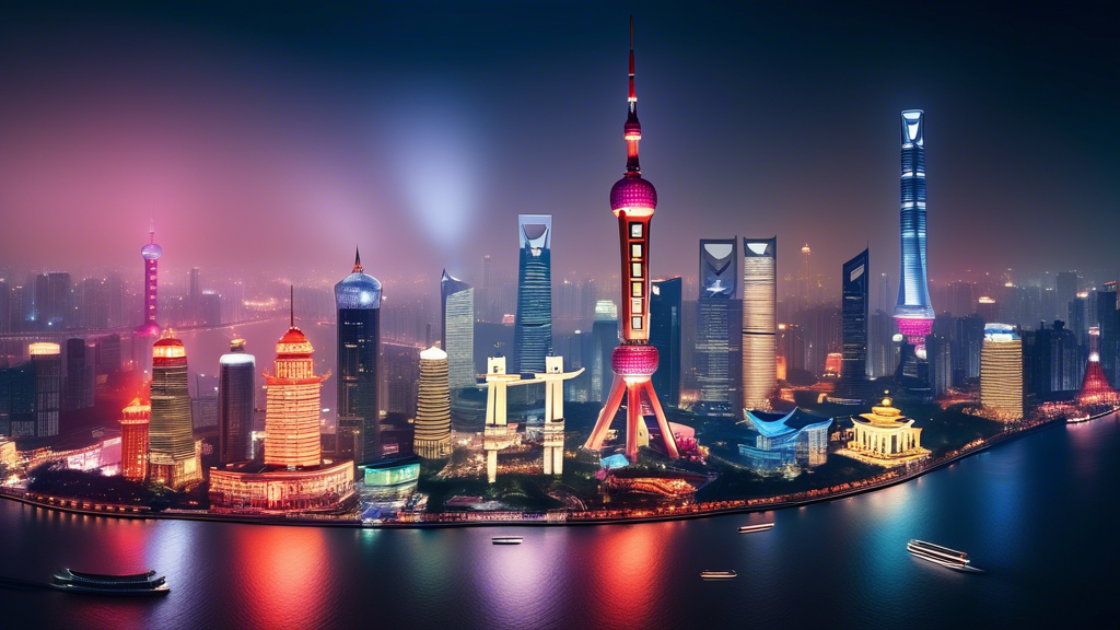 A modern cityscape of Shanghai with a blend of traditional Chinese architecture and skyscrapers, capturing the vibrancy and cultural richness of the city,