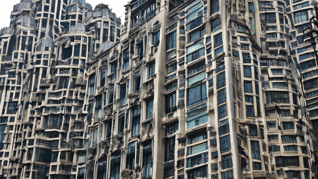 Modernist architecture in Shanghai, a metropolis cityscape with a blend of colonial and contemporary buildings, skyscrapers, and traditional Chinese struct