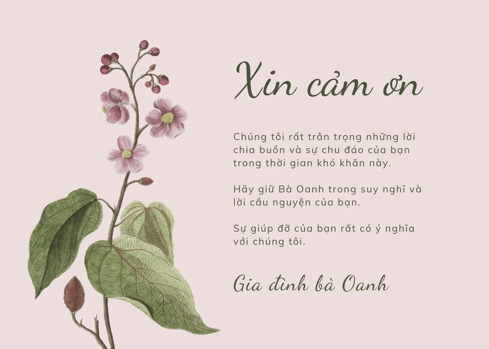 Hình ảnh lời cảm ơn sau tang lễ